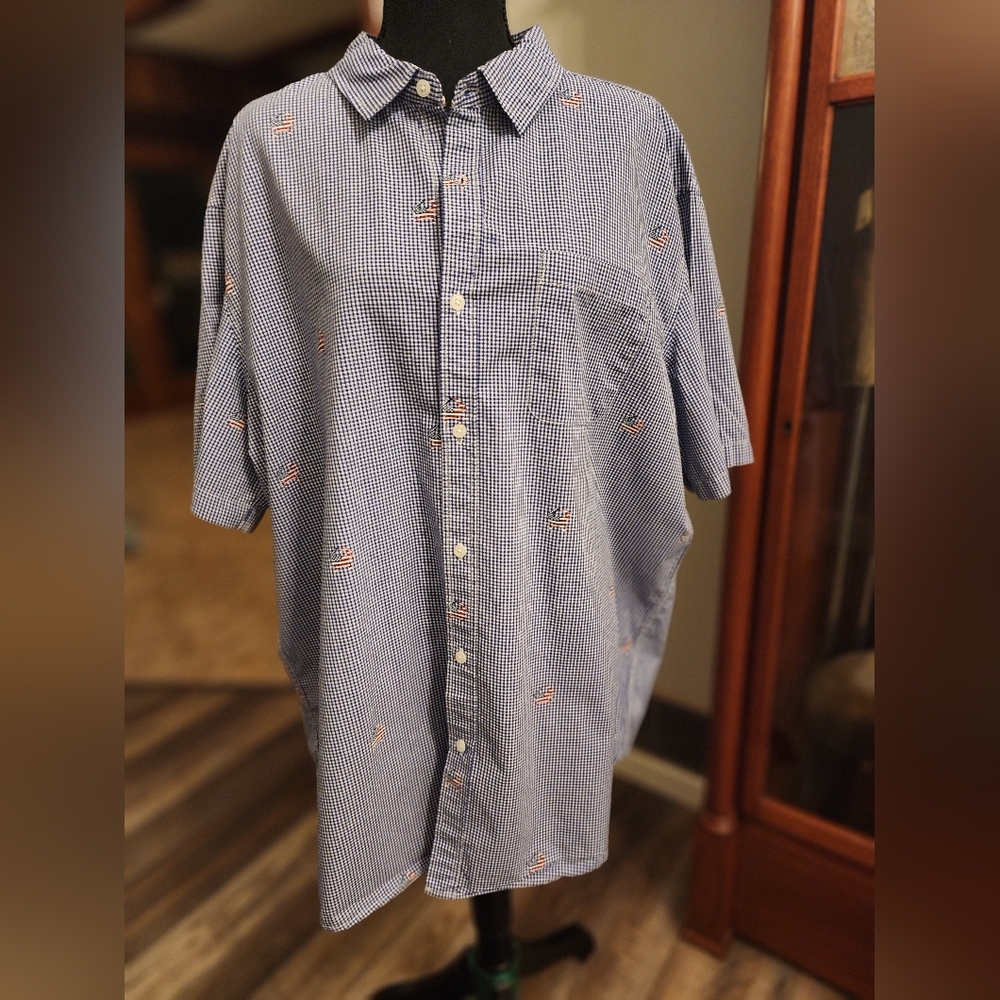 Charleston threads gingham button-down, USA crabs, XXL